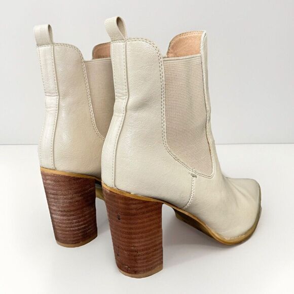 Mi.iM Esmee Chelsea Boot Size 8.5 Off White Stacked Heel Pointed Toe Bootie - Picture 7 of 15